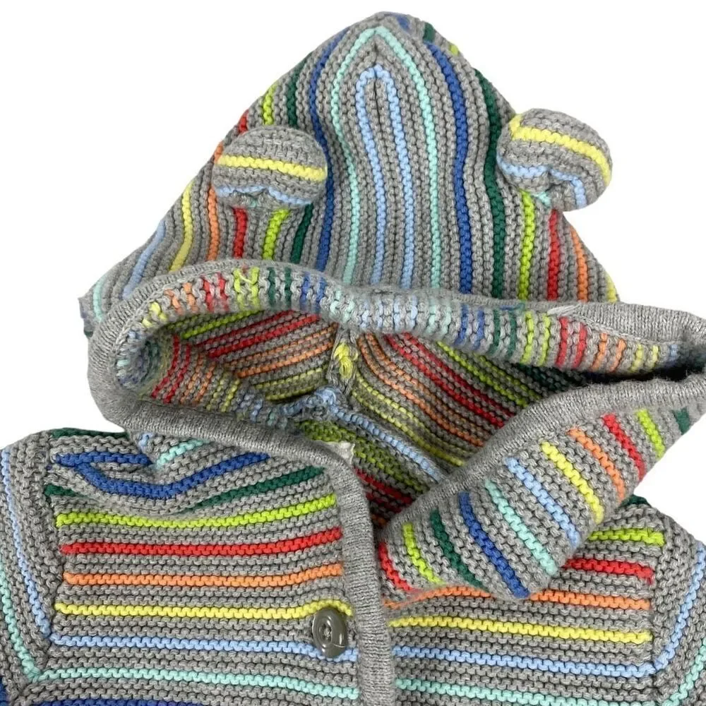 Baby Gap Garter Knit Rainbow Hooded Cardigan Sweater size 6-12 months